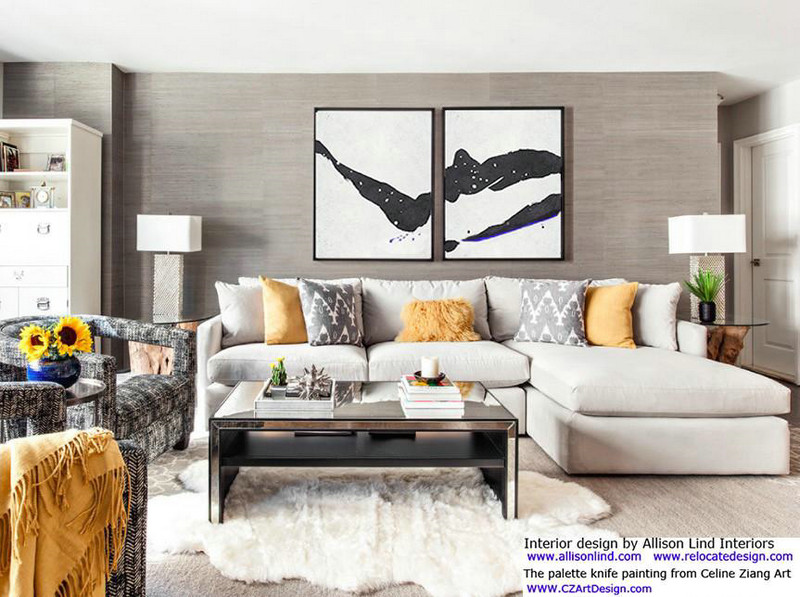 Hand Painted Extra Large Abstract Painting,Set Of 2 Minimal Painting On Canvas - Hand Painted Original Art